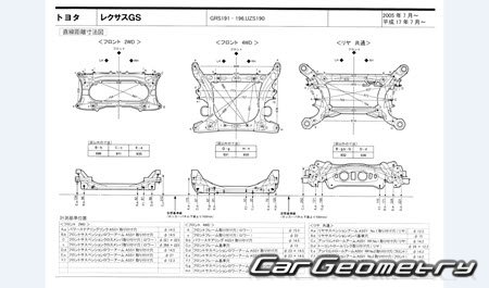 Lexus GS350 GS430 GS460 2005-2012 (RH Japanese market) Body dimensions