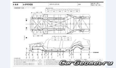 Lexus GS350 GS430 GS460 2005-2012 (RH Japanese market) Body dimensions