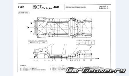 Toyota Corolla & Corolla Fielder (E120) 2000-2006 (RH Japanese market) Body dimensions