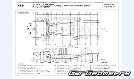 Toyota Corolla & Sprinter (E110) 1995-2000 (RH Japanese market) Body dimensions