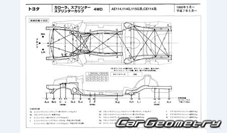 Toyota Corolla & Sprinter (E110) 1995-2000 (RH Japanese market) Body dimensions