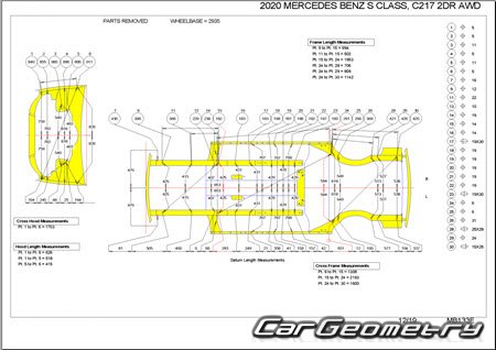 Mercedes S-Class Coupe (C217) 2015-2021 Body dimensions