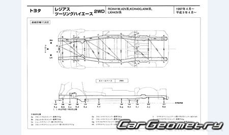 Toyota Regius & Touring Hiace (H40) 1997-2002 (RH Japanese market) Body dimensions