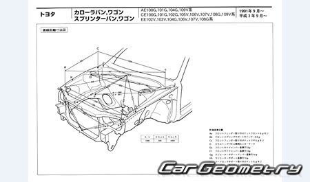 Toyota Corolla & Sprinter Van (E100) 1991-2002 (RH Japanese market) Body dimensions