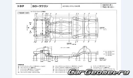 Toyota Corolla & Sprinter Van (E100) 1991-2002 (RH Japanese market) Body dimensions