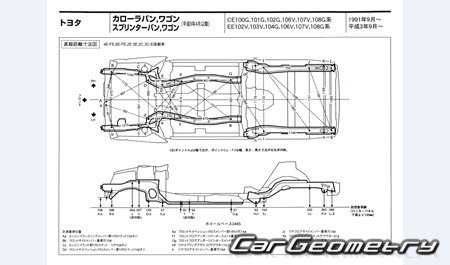 Toyota Corolla & Sprinter Van (E100) 1991-2002 (RH Japanese market) Body dimensions