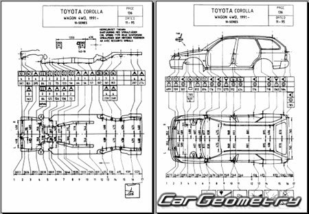 Toyota Corolla & Sprinter Van (E100) 1991-2002 (RH Japanese market) Body dimensions