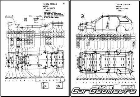 Toyota Corolla & Sprinter Van (E100) 1991-2002 (RH Japanese market) Body dimensions