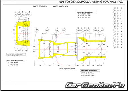 Toyota Corolla & Sprinter Van (E100) 1991-2002 (RH Japanese market) Body dimensions