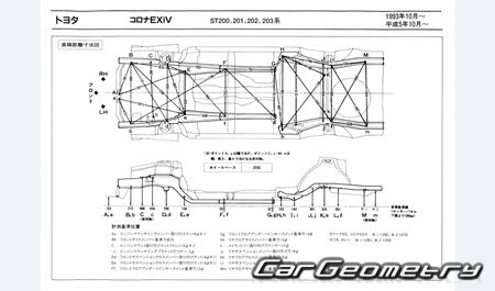 Toyota Corona Exiv (T200) 1993-1998 (RH Japanese market) Body dimensions