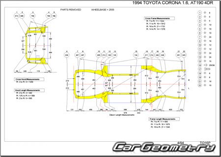 Toyota Carina & Corona (T190) 1992-1996 (RH Japanese market) Body dimensions