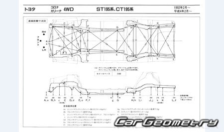 Toyota Carina & Corona (T190) 1992-1996 (RH Japanese market) Body dimensions