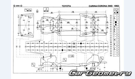 Toyota Carina & Corona (T190) 1992-1996 (RH Japanese market) Body dimensions