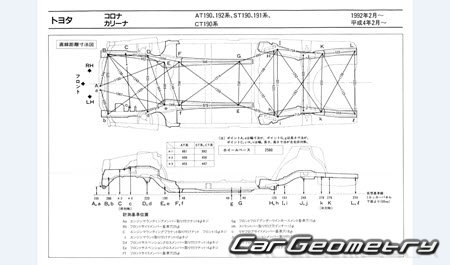 Toyota Carina & Corona (T190) 1992-1996 (RH Japanese market) Body dimensions