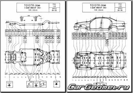 Toyota Crown (S140) 1991-1995 (RH Japanese market) Body dimensions