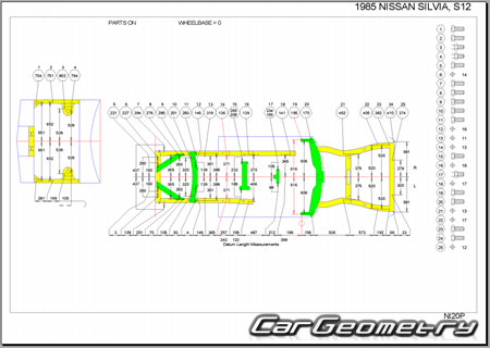 Nissan Silvia & Gazelle (S12) 1983-1988 (RH Japanese market) Body dimensions