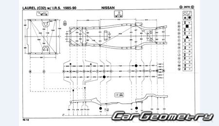 Nissan Laurel (C32) 1984-1988 (RH Japanese market) Body dimensions