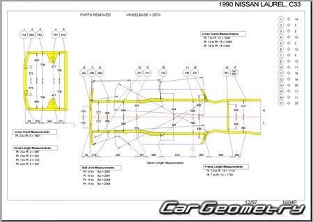 Nissan Laurel (C33) 1988-1992 (RH Japanese market) Body dimensions