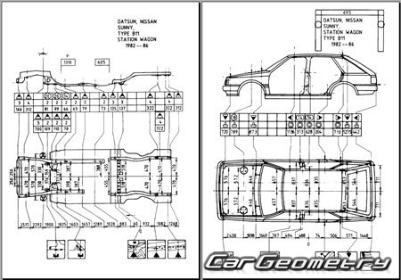 Nissan Sunny & Laurel Spirit (B11) 1981-1985 (RH Japanese market) Body dimensions