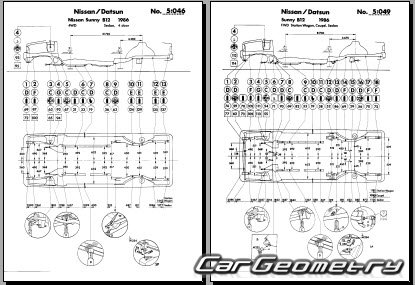 Nissan Sunny & Laurel Spirit (B12) 1985-1989 (RH Japanese market) Body dimensions