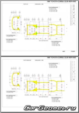 Toyota Corsa & Corolla II & Tercel (EL50) 1994-1999 (RH Japanese market) Body dimensions