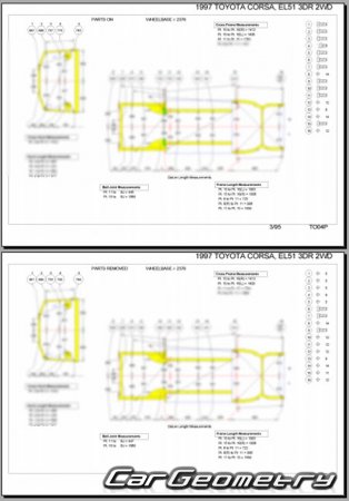 Toyota Corsa & Corolla II & Tercel (EL50) 1994-1999 (RH Japanese market) Body dimensions