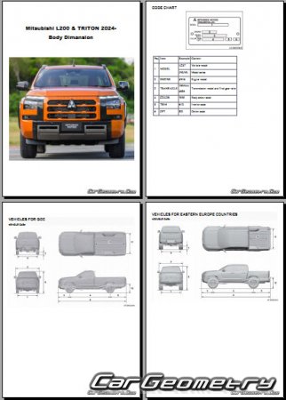   Mitsubishi L200 & Triton  2024 Body dimensions