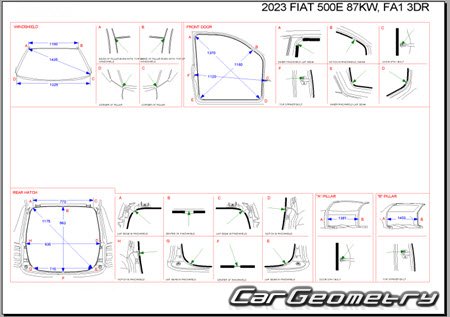   Fiat 500e (332) 2021-2027 Body dimensions