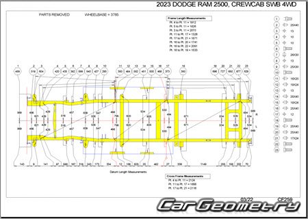 Dodge  Ram 2500 (Crew Cab 6.4 Bed) 2019-2025 Body dimensions