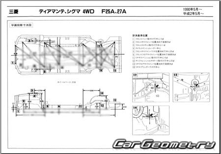 Mitsubishi Diamante & Sigma 1990-1994 (RH Japanese market) Body dimensions