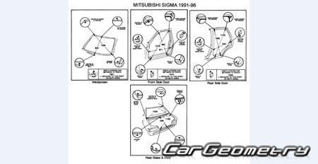 Mitsubishi Diamante & Sigma 1990-1994 (RH Japanese market) Body dimensions