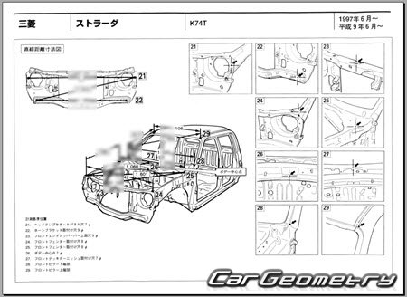 Mitsubishi Strada (K74T) 1997-1999 (RH Japanese market) Body dimensions