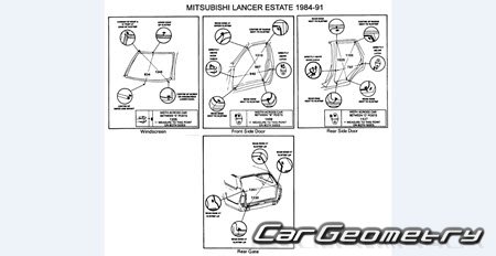 Mitsubishi Lancer & Mirage Wagon 1985-1992 (RH Japanese market) Body dimensions