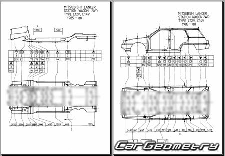 Mitsubishi Lancer & Mirage Wagon 1985-1992 (RH Japanese market) Body dimensions