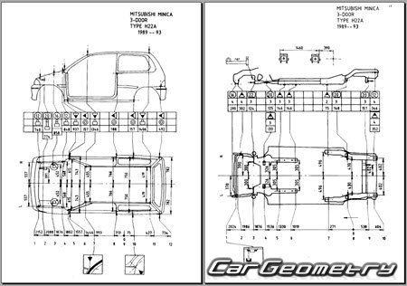 Mitsubishi Minica 1989-1993 (RH Japanese market) Body dimensions