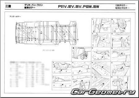 Mitsubishi Delica 1986-1999 (RH Japanese market) Body dimensions