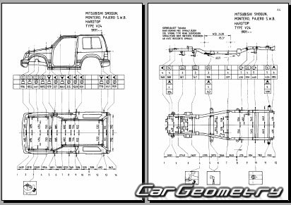 Mitsubishi Pajero II (3DR) 1991-1999 (RH Japanese market) Body dimensions