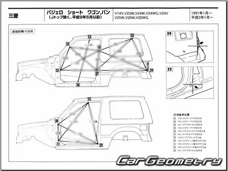 Mitsubishi Pajero II (3DR) 1991-1999 (RH Japanese market) Body dimensions