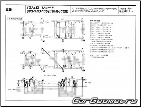 Mitsubishi Pajero II (3DR) 1991-1999 (RH Japanese market) Body dimensions