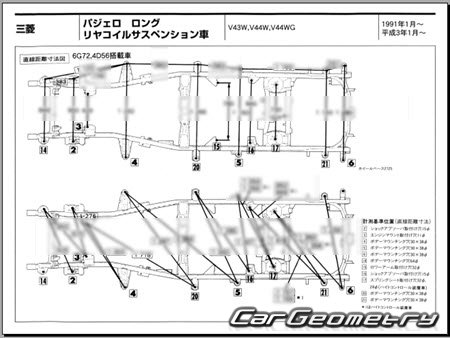 Mitsubishi Pajero II (5DR) 1991-1999 (RH Japanese market) Body dimensions