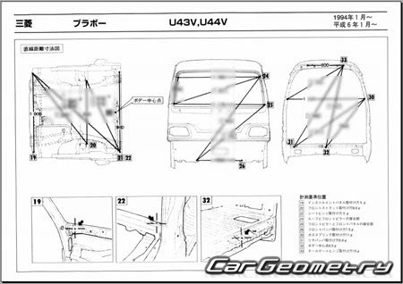 Mitsubishi Bravo & Minicab 1991-1999 (RH Japanese market) Body dimensions