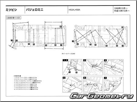 Mitsubishi Pajero MINI (H58A H53A) 1998-2012 (RH Japanese market) Body dimensions