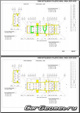 Mitsubishi Pajero Jr & Pajero Mini 1994-1998 (RH Japanese market) Body dimensions