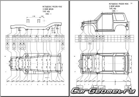 Mitsubishi Pajero Jr & Pajero Mini 1994-1998 (RH Japanese market) Body dimensions