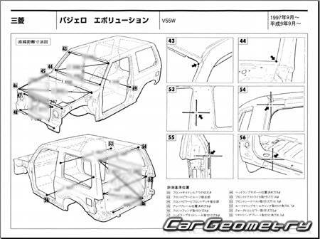 Mitsubishi Pajero Evolution (V55W) 19971999 (RH Japanese market) Body dimensions