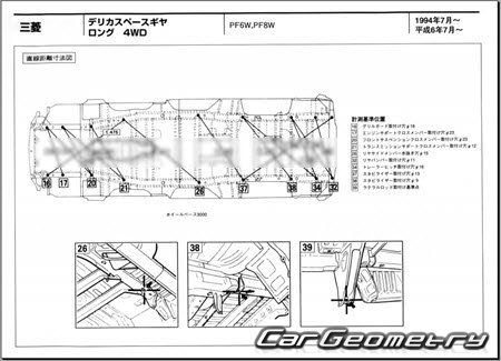 Mitsubishi Delica Space Gear 1994-2007 (RH Japanese market) Body dimensions