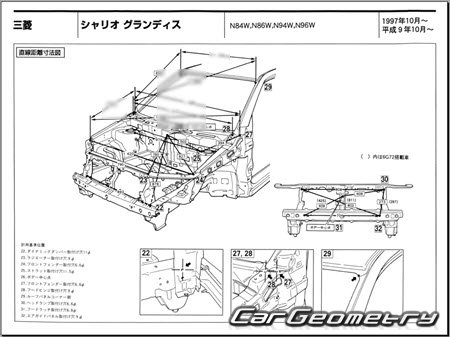 Mitsubishi Chariot Grandis 1997-2003 (RH Japanese market) Body dimensions