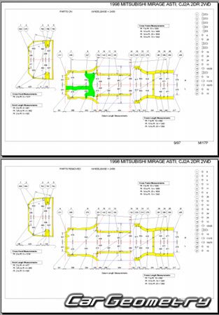 Mitsubishi Lancer & Mirage 1995-2000 (RH Japanese market) Body dimensions