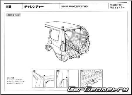 Mitsubishi Challenger 1996-2001 (RH Japanese market) Body dimensions