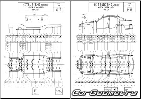 Mitsubishi Aspire & Galant (EA# EC#) 1996-2003 (RH Japanese market) Body dimensions